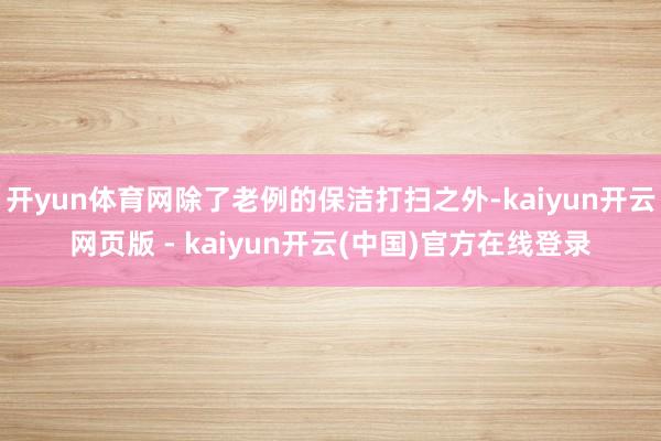 开yun体育网除了老例的保洁打扫之外-kaiyun开云网页版 - kaiyun开云(中国)官方在线登录