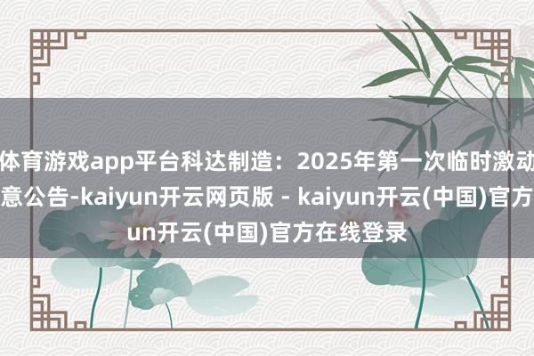 体育游戏app平台科达制造：2025年第一次临时激动大会有蓄意公告-kaiyun开云网页版 - kaiyun开云(中国)官方在线登录